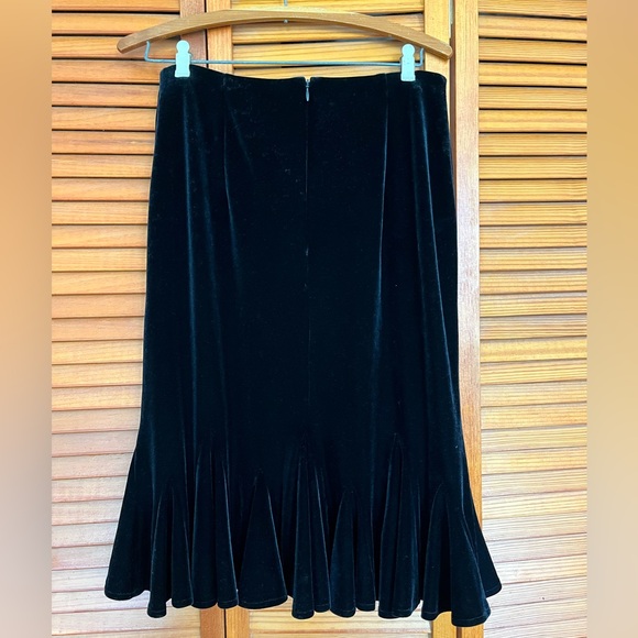 Black Velvet Fluted Skirt - Picture 2 of 7